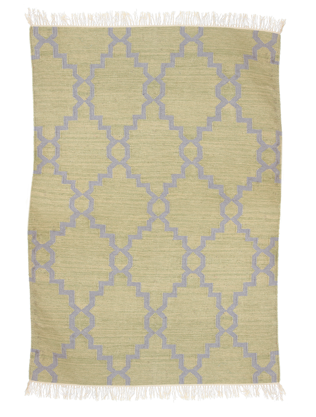 JALI-Moss green & Ice Blue wool & cotton Dhurrie (rug) - Mahout Lifestyle