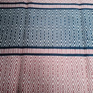 DHAAREE- Beige decorative stripe 100% wool Dhurrie (rug)