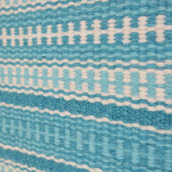 DHAAREE- Bright Blue and white 100% wool Dhurrie (rug) - Mahout Lifestyle