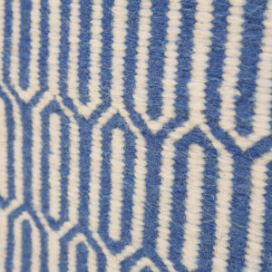 SHATKON- Sky Blue and white 100% wool Dhurrie (rug)