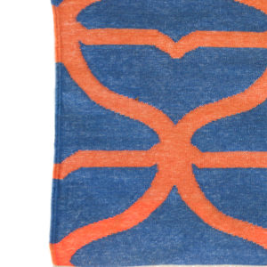JALI- Ink Blue & Coral 100% wool Dhurrie (rug)