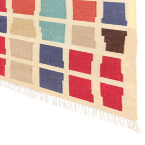 EENT – Multi Coloured & Sand background 100% wool Dhurrie (rug)