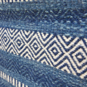 SHAILEE – Multi Blue striped design 100% wool Dhurrie (rug)